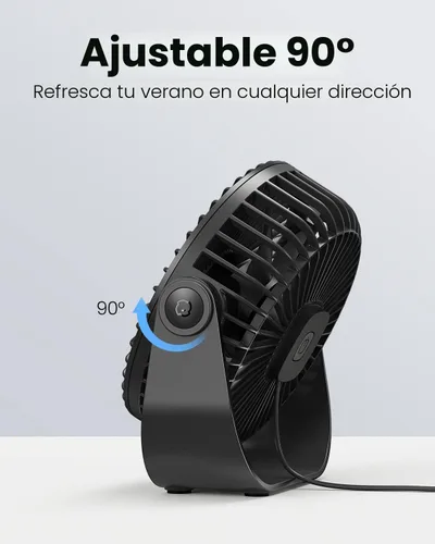 Vista 5 de Gaiatop Ventilador de escritorio USB, flujo de aire fuerte de 3 velocidades, portátil de 5.5 pulgadas, rotación de 90°, refrigeración silenciosa