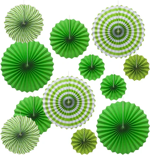 Vista 11 de ONUPGO Paper Fans - Juego de abanicos de papel para colgar en fiestas, color negro, 12 unidades, decoración de fiesta mexicana, pancarta colgante