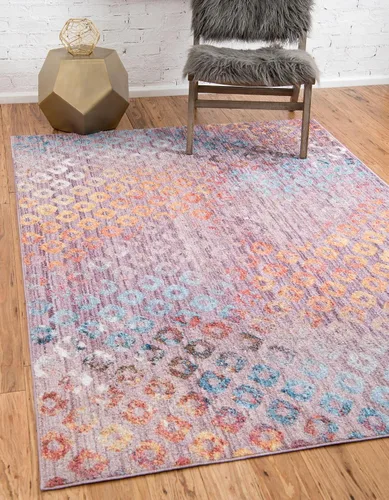 Vista 11 de Unique Loom Rainbow Collection - Alfombra geométrica abstracta moderna acuarela rosa (2 pies 2 pulgadas x 3 pies)