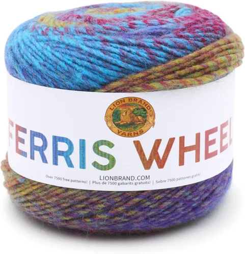 Vista 23 de Lion Brand Yarn, Hilo multicolor en forma de rueda Ferris para tejer, hacer ganchillo y manualidades, Buttercup, paquete de 1