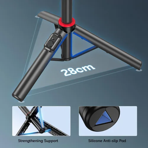 Vista 5 de Trípode de teléfono de 51 pulgadas, trípode extensible para iPhone y selfie Stick con control remoto inalámbrico y soporte desmontable