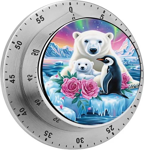 Vista 16 de Pig Floral Kitchen Timer Mechanical No-Battery, Magnetic Back, Loud Alarm for Kitchen, Study & Fitness