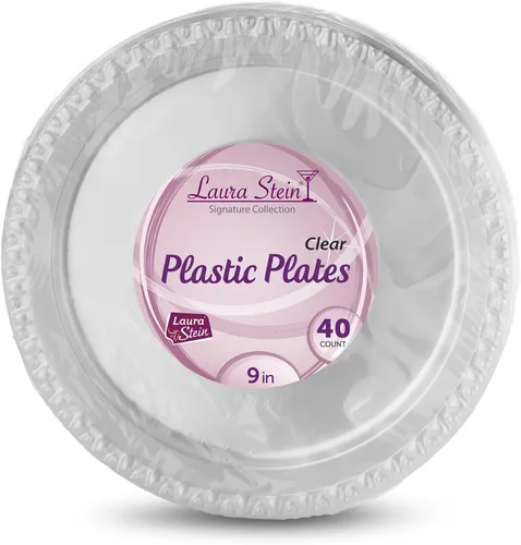 Vista 6 de Laura Stein - Platos desechables de plástico transparente de alta calidad, de gran peso, para postre, ideal para bodas, eventos, fiestas, catering