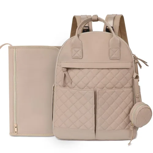 Vista 7 de Mochila para pañales con cambiador, bolsas de maternidad grandes para recién nacidos, 18 bolsillos, bolsillos aislados, correas para cochecito, Negro