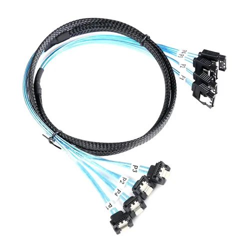 Vista 8 de ADCAUDX Cable SATA-III: 1.6 ft, 4 unidades/juego delgado de 90 grados SATA de ángulo recto SAS 6 Gbps datos en ángulo recto