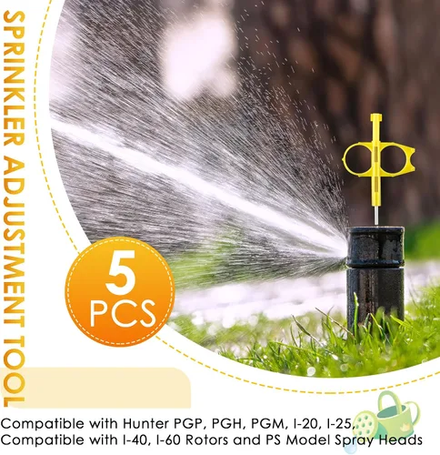Vista 2 de Paquete de 5 herramientas rotativas de ajuste de rociadores compatibles con cabezales de rociadores de rotor Hunter PGP, PGH, PGM, I-20, I-25, I-40