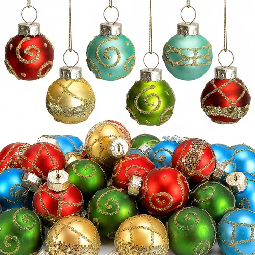 Vista 10 de 24 mini adornos de bolas de cristal de Navidad, mini bolas colgantes de Estilo B