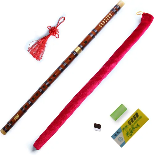 Vista 6 de Flauta de bambú de estilo vintage Instrumento chino Dizi tradicional (clave E)