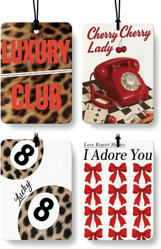 Vista 9 de Ambientador de coche de 8 bolas con estampado de leopardo de moda, 6 unidades, retro coqueta, guepardo, póquer, ambientador colgante para bar