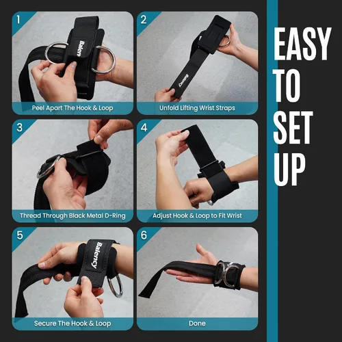 Vista 9 de Correas de levantamiento de pesas con anillos en D, correas acolchadas para levantamiento de pesas, correas de gimnasio antideslizantes