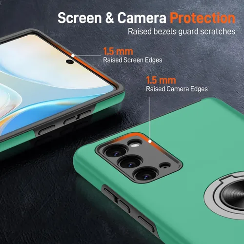 Vista 110 de Gritup - Funda para Galaxy A05S con protector de pantalla HD×2, funda protectora para teléfono a prueba de golpes con soporte magnético de anillo