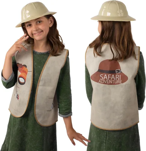 Vista 6 de Tigerdoe Cascos Pith – 8 chalecos de safari y 8 sombreros para niños – Suministros de fiesta de selva – Recuerdos de fiesta de safari – Disfraces