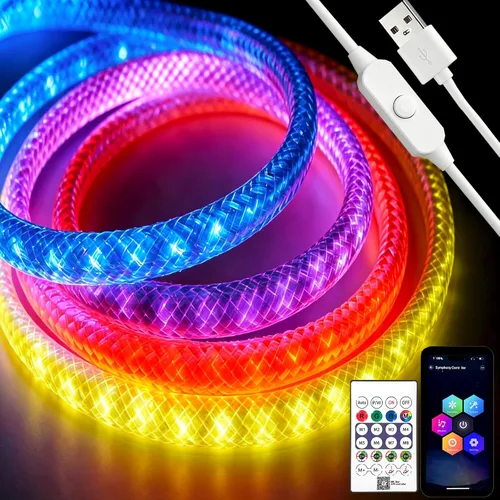 Vista 33 de iNextStation Tira de luz LED azul, 16.4 pies, 12 V, cuerda de neón flexible de silicona, IP65, impermeable, cortable, tira de luces LED para sala