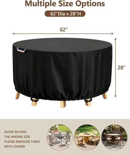 Vista 2 de STARTWO Fundas redondas para muebles de patio, fundas impermeables para muebles de exterior, resistentes a los rayos UV