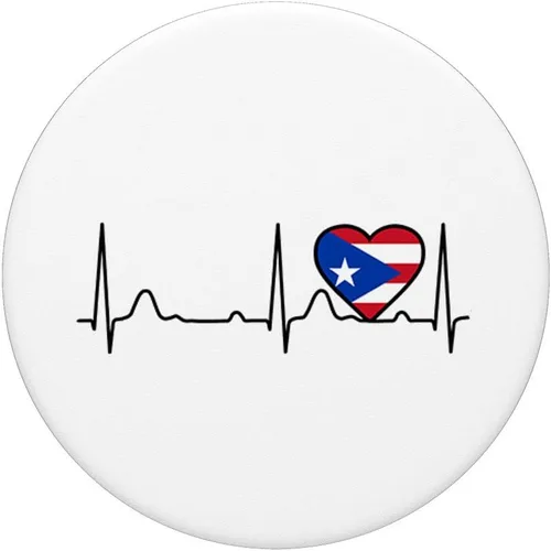 Vista 3 de Corazon Boricua Latidos del Corazon y Bandera de Puerto Rico PopSockets Grip y soporte para teléfonos y tabletas