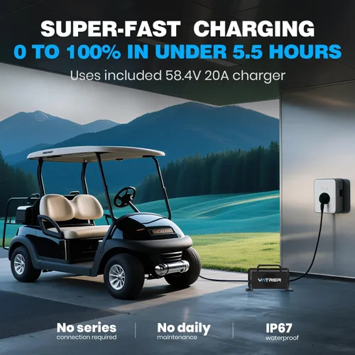 Vista 7 de VATRER POWER 48V 105Ah Mini Lithium Golf Cart Battery, Built-in 200A BMS