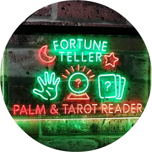 Vista 13 de Fortune Teller Palm Tarot Reader - Letrero de neón LED de doble color, azul y rojo, 24 x 16 pulgadas st6s64-i3118-br