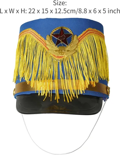 Vista 5 de winying Sombrero de tambor mayor para adultos y niños, sombrero de Majorette, sombrero de banda de tambor, sombrero de soldado de juguete con plumas