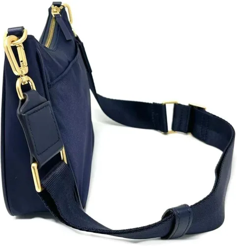 Vista 3 de Tory Burch Bolso tipo hobo de nailon para mujer, Azul Marino, M