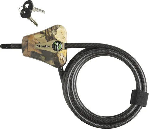 Vista 7 de Master Lock Candado para Bicicleta Python Negro con Llave, Candado de Cable de Metal Ajustable tiene un Revestimiento de Vinilo Resistente a