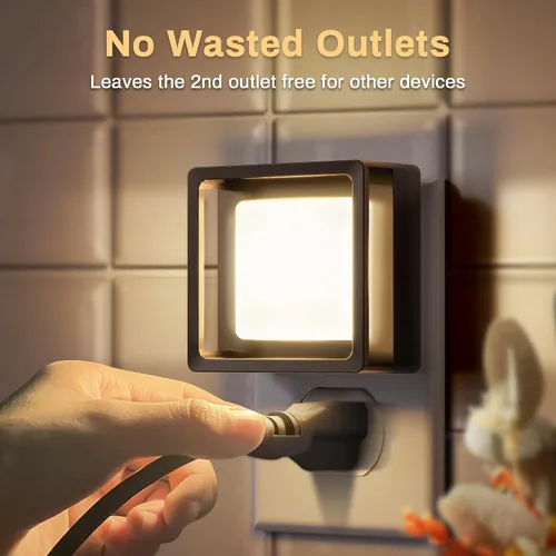 Vista 3 de DORESshop Luz nocturna LED, luces nocturnas enchufables a la pared (paquete de 2) con sensor de atardecer a amanecer, luces nocturnas regulables