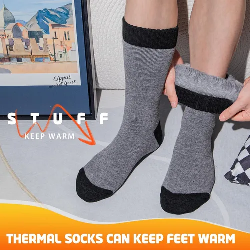 Vista 2 de Calcetines térmicos para hombre, calcetines cálidos de invierno para clima frío temperaturas extremas