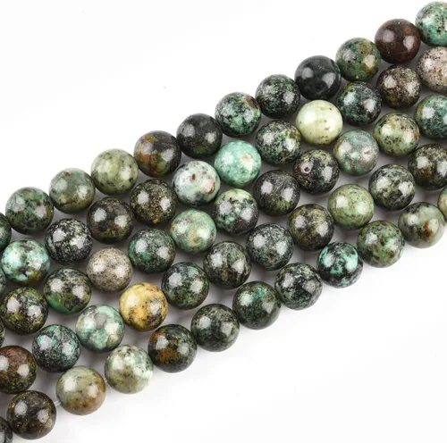 Vista 3 de Cuentas redondas africanas de turquesa natural de 4 mm para hacer joyas, piedras preciosas naturales, hebra semipreciosa, 15 pulgadas