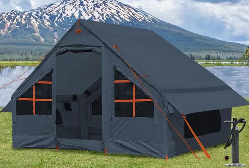 Vista 8 de Tiendas de campaña inflables para acampar con gato de estufa, 2/4/6/8 personas, fácil instalación, tiendas de campaña inflables para 4 estaciones