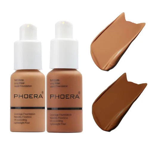Vista 5 de PHOERA - Base de maquillaje líquida mate suave con control de aceite, cobertura total para el rostro. (101# Porcelana)
