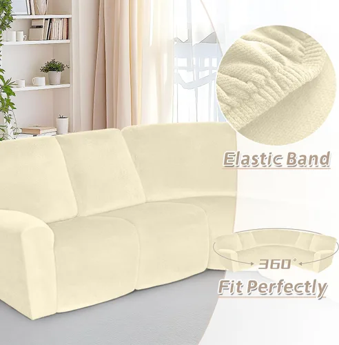 Vista 472 de Arfntevss Fundas de sofá seccional reclinable de terciopelo, Funda de sofá seccional de esquina para sofá reclinable, Funda elástica suave