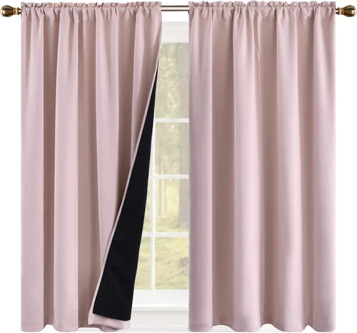 Vista 27 de KEQIAOSUOCAI Aqua - 100 cortinas opacas con forro negro para dormitorio, paneles de cortina totalmente opacas para sala de estar, cortinas aislantes