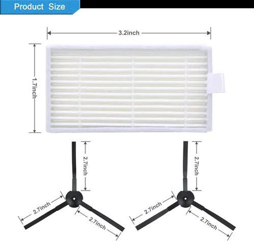 Vista 3 de Piezas de repuesto para aspiradora robótica ILIFE V3 V3s V5 V5s Pro, kit de accesorios incluye 1 filtro primario y 8 cepillos laterales y 8 filtros