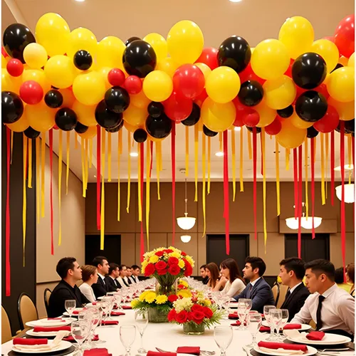 Vista 9 de TNWBA Globos rojos, negros y amarillos, 120 globos de látex, decoración de cumpleaños, boda, baby shower, fiesta Rojo Negro Amarillo