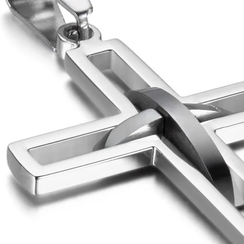 Vista 17 de OIDEA Cross Pendant Necklace for Men Women: High Polish Hollow Openwork Stainless Steel Cross Chain Mens Jewelry Gifts