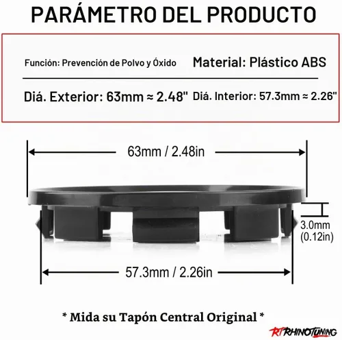Vista 2 de Tapas cromadas para centro de neumático, 4 piezas de 2.5 pulgadas, Negro