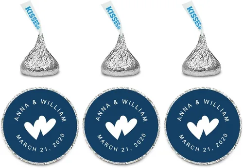 Vista 27 de Andaz Press Etiquetas personalizadas de gota de chocolate para boda, nombres y fecha redondos, turquesa aguamarina, paquete de 240, personalizadas
