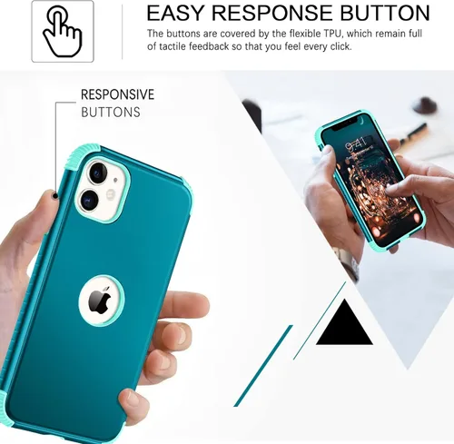 Vista 4 de BENTOBEN Funda para iPhone 11, Uso Intensivo 2 en 1 Protección Completa Rugosa a Prueba de Golpes Híbrida Parachoques de PC Duro Cubierta Protectora