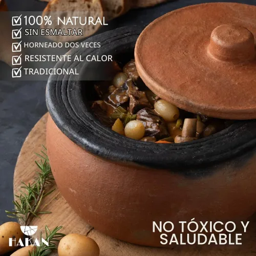 Vista 5 de Hakan Efes - Ollas de cocina de arcilla con tapas, pequeñas ollas de arcilla de 1.9 cuartos de galón para cocinar, ollas de arroz tradicionales sin