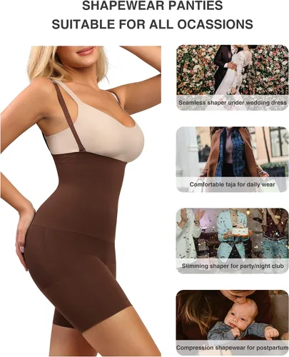 Vista 6 de FeelinGirl - Faja sin costuras para mujer, moldeador de cuerpo, talla grande, pantalones cortos de faja para levantar glúteos, bragas para muslos