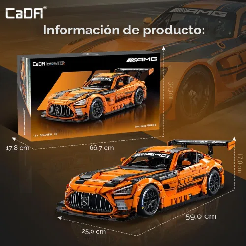Vista 8 de CaDA Master C64008W Mercedes-AMG GT3 - Juego de construcción a escala 1:8 – 5466 piezas con licencia oficial de Supercar, kit de bloques