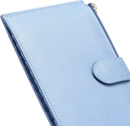 Vista 6 de Badiya Billetera para mujer con bloqueo RFID, doble tarjetero, A-Classical-Azul, Classic