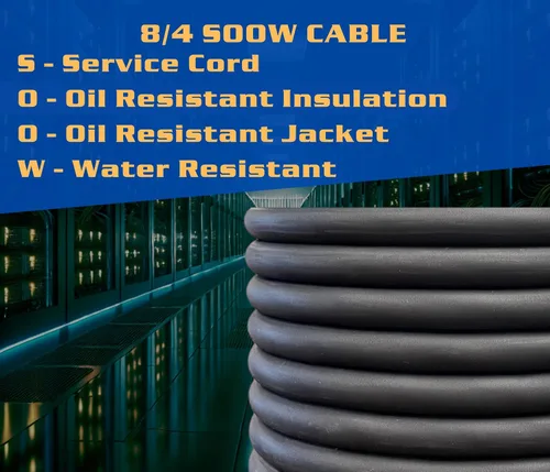 Vista 4 de WindyNation Cable de 6 pies 8/4 8 AWG SOOW SO - Cable de extensión de alimentación portátil de 600 V calibre 8 4 conductores 600 V cable
