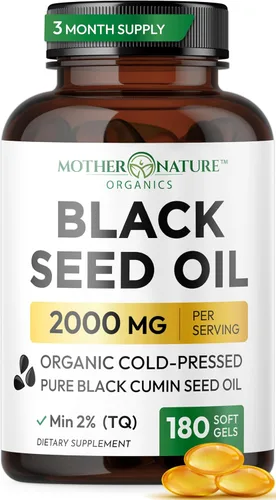 Vista 10 de Cápsulas de aceite de semilla negra turca orgánica, premium prensado en frío, alto contenido en TQ, suministro para 1 mes, aceite de comino negro