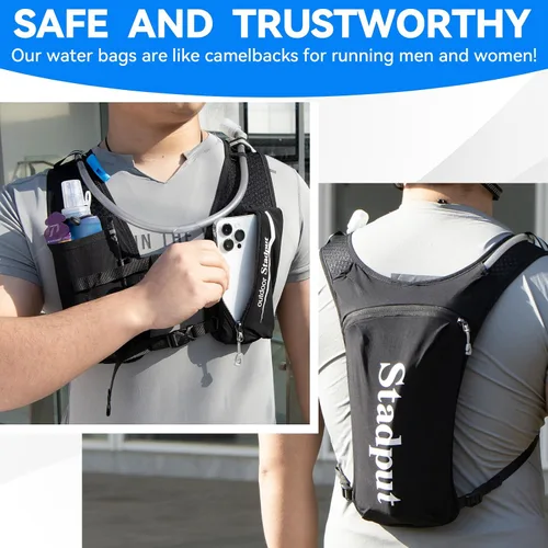 Vista 6 de Mochila reflectante de hidratación para correr Bolsa ligera de 1.6 L para correr en senderos, ciclismo y maratón Perfecto para hombres y mujeres