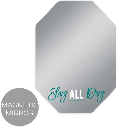 Vista 2 de Canopy Street Slay - Espejo magnético para todo el día, 5 x 7 pulgadas, inastillable, octágono, inspirador, accesorio para casillero escolar