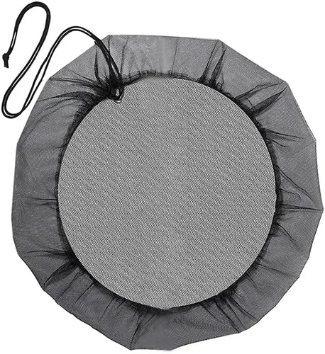 Vista 8 de Cubierta de malla para barriles de lluvia con cordón, protector de tanque de cubos de recolección de agua, cubierta de cubos de recolección de agua