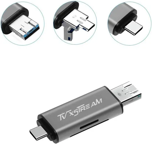 Vista 2 de Lector de tarjetas SD, 3 en 1 USB 2.0 / USB C/Micro USB - SD, Micro SD, SDXC, SDHC, Micro SDHC, lector de tarjetas de memoria Micro SDXC