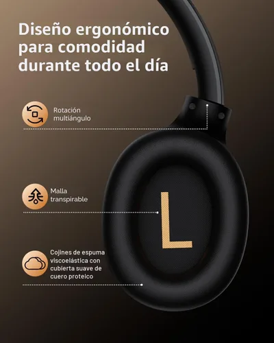Vista 5 de wegear Auriculares híbridos con cancelación activa de ruido, auriculares inalámbricos ANC Bluetooth 5.4 sobre la oreja, llamadas claras, graves