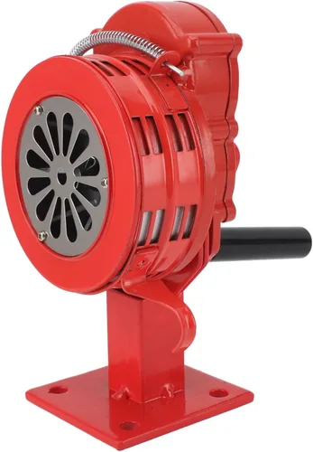 Vista 3 de Keenso Adjustable Volume Hand Crank Siren 110dB Loud Alarm for Emergency, Portable Siren for Outdoor Use (Red)