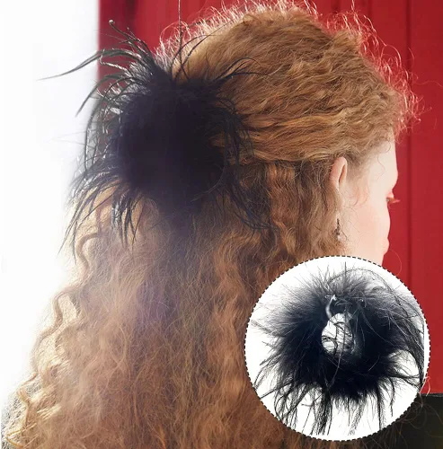 Vista 3 de IKASEFU Pulsera de pluma de avestruz natural para muñeca, accesorios para el cabello, disfraz de fiesta